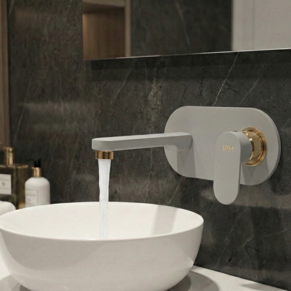 MATT GREY GOLD Single Lever Basin Mixer (Concealed) Wall Mounted Exposed Parts(OPELL-PRIMA IPM)