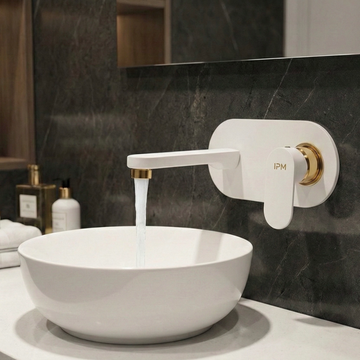 [1728-EXP-MWG] MATT WHITE GOLD Single Lever Basin Mixer (Concealed) Wall Mounted Exposed Parts(OPELL-PRIMA IPM)