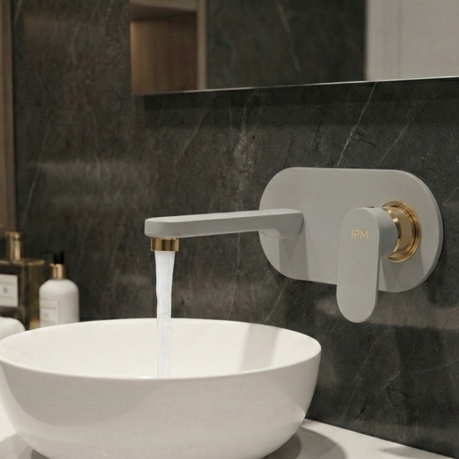 [1728-EXP-MGRG] MATT GREY GOLD Single Lever Basin Mixer (Concealed) Wall Mounted Exposed Parts(OPELL-PRIMA IPM)